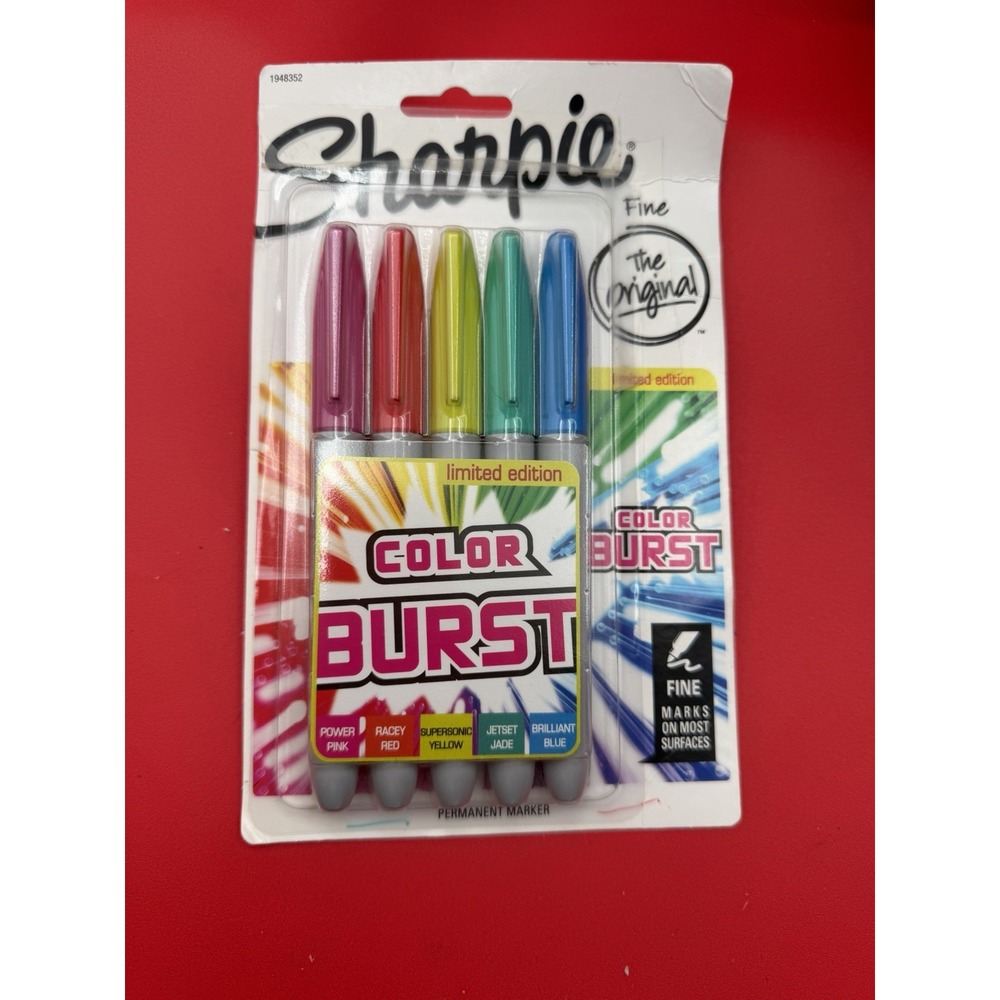 Sharpie® Color Burst Fine Permanent Markers 5 CT Set Limited Edition- New Open